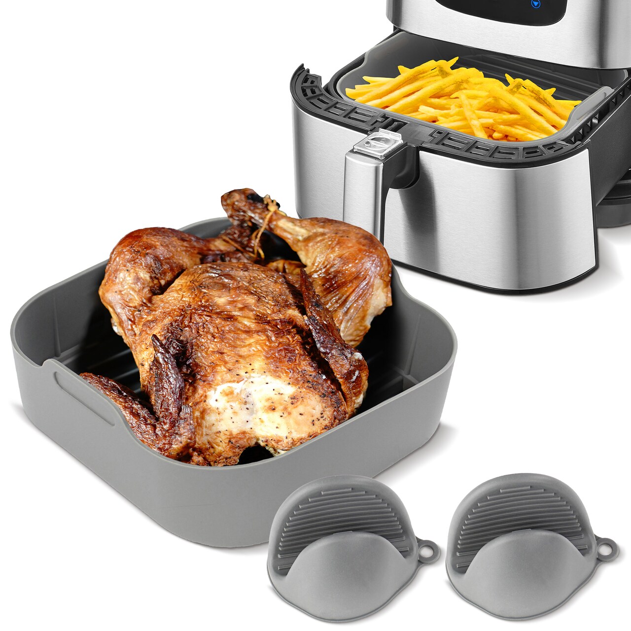 7Penn 6.5QT Air Fryer Accessories - Square Air Fryer Silicone Liner with Gloves